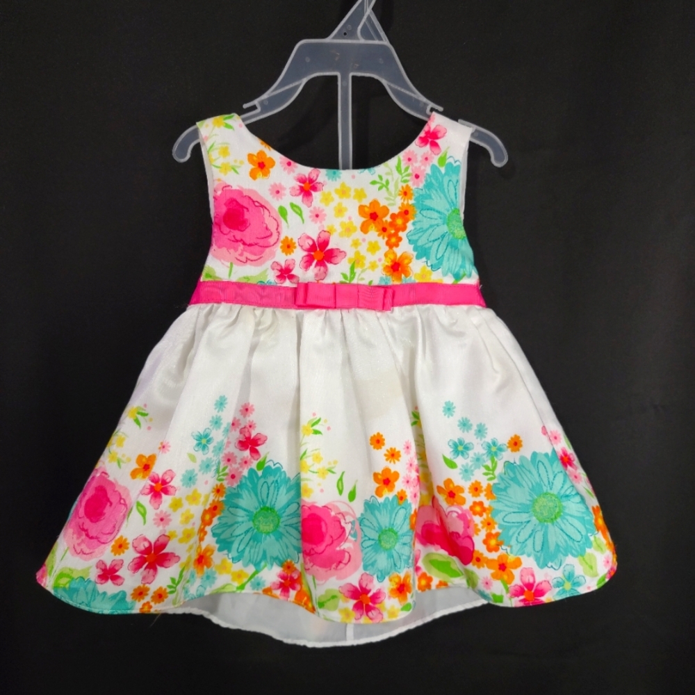 Youngland Baby Girls' Three Piece Floral Shantung Dress and Lace Sweater Set 12M